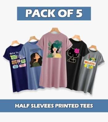 Pack of 5 - Long Tee Half Sleeve