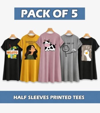 Pack of 5 - Long Tee Half Sleeve Extended