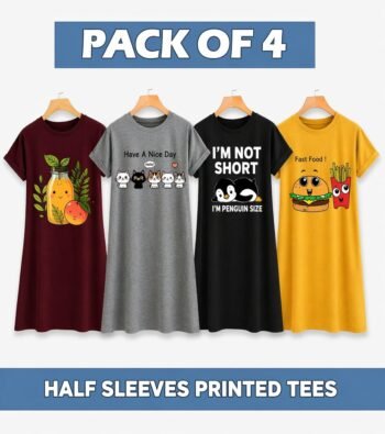 Pack of 4 - Long Tee Half Sleeve Extended