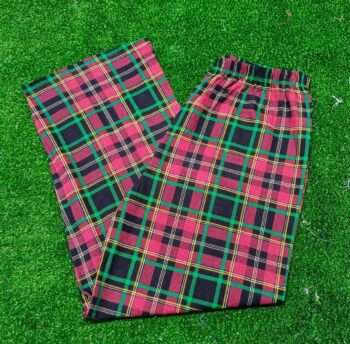 Plaid Tangerine Checkered Wide Leg Pajama