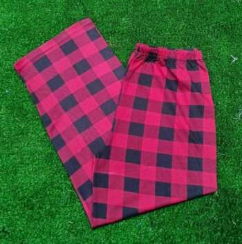 Plaid Black and Red Checkered Wide Leg Pajama