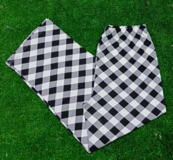 Plaid Black and White Checkered Wide Leg Pajama