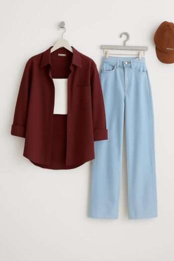 Button Down Shirt with Wide leg Jeans Urban Twin Set in 2299