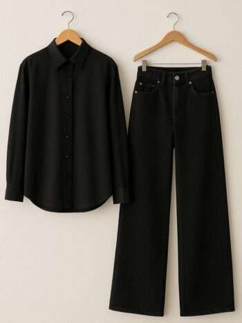 Button Down Shirt with Wide leg Jeans Urban Twin Set in 2299