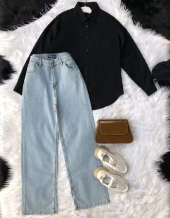 Button Down Shirt with Wide leg Jeans Urban Twin Set in 2299