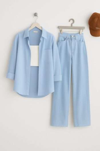 Button Down Shirt with Wide leg Jeans Urban Twin Set in 2299