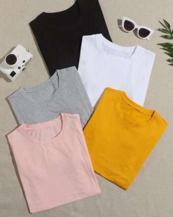 Pack of 5 Plain Half Sleeve Tees