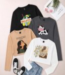 ANY 4 RANDOM PRINTED CROP FULL SLEEVES TEES IN 1950