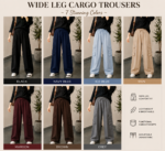 Pack of 3 - Cargo Wide Leg Trousers